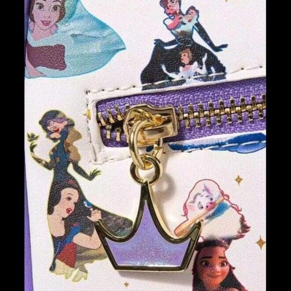 LoungeFly Disney Princess Dress Print White Purple Mini Backpack AOP Exclusive - Picture 4 of 7